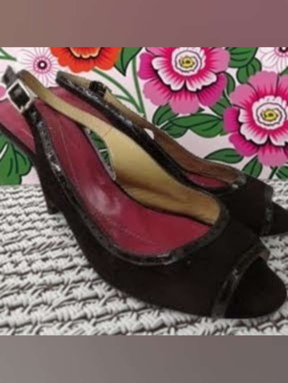 Kate Spade Dark Brown Slingback Peep Toe Heels    Size 7.5 Women